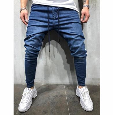 Mænds slanke jeansbukser afslappet mænd vasket denimbukser herre skinny distressed jeans blå jeans sort plus størrelse 3xl bukser: Blå / Xxl