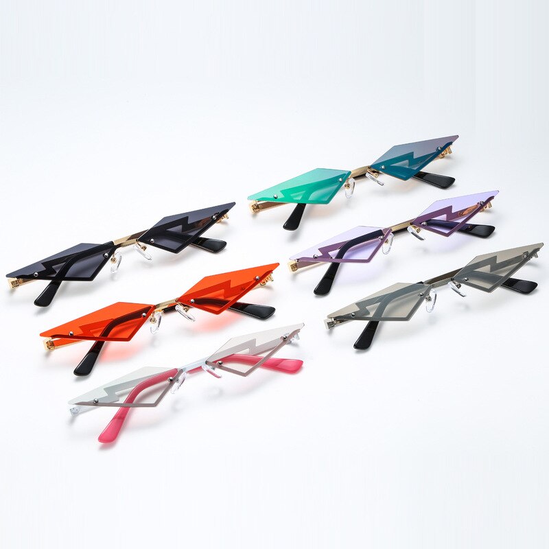 gafas de sol de ojo de gato para mujer, gafas de sol sin montura de Metal Vintage, gafas de sol de de para mujer, gafas triangulares UV400