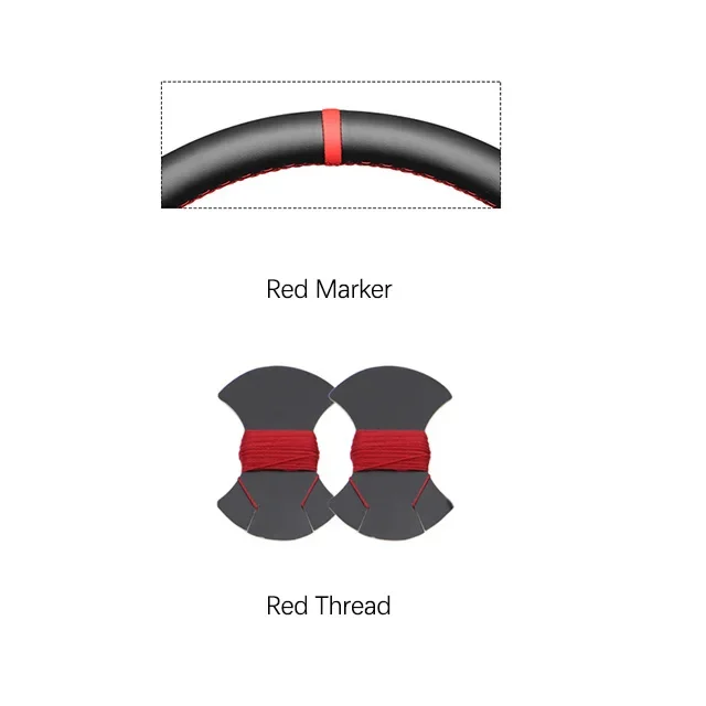 Black Faux Leather Car Steering Wheel Cover for Seat Ibiza (6J) MII: Red