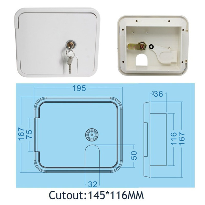 Flush Side Mount Plastic RV Camper Trailer Compartment Storage Door external power supply