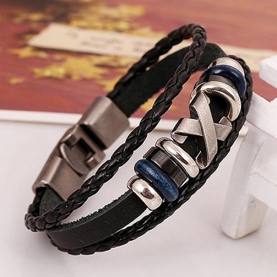 Zoshi pulseira de couro pu com design original, pulseira de coruja de strass com contas, moda feminina, pulseira casual para homens