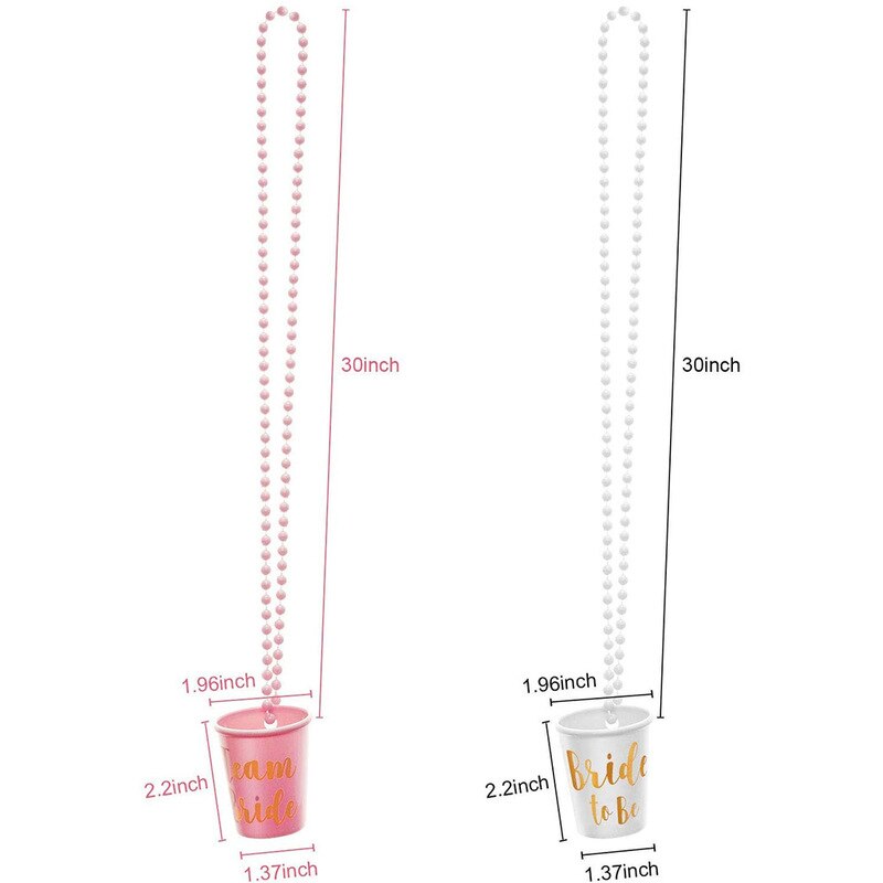 2-6pcs Team Bride To Be Wedding Decoration DIY Plastic Shot Glasses Necklace Bachelorette Party Decor Mariage Bridesmaid