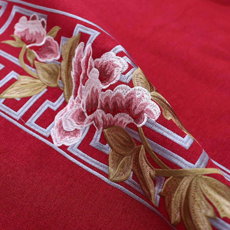 Linne broderi plagg tyg inredning jacquardsöm broderi polyester material