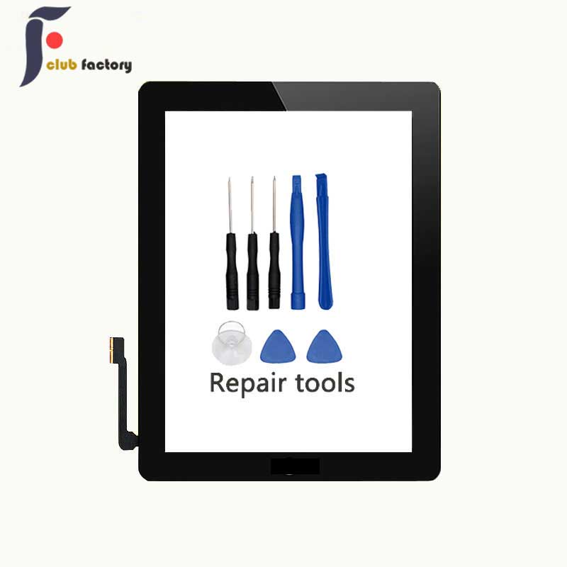 Panel táctil de cristal frontal para Apple iPad 4, Digitalizador de pantalla táctil, botón de inicio, A1458, A1459, A1460, con herramientas, 1 Uds.