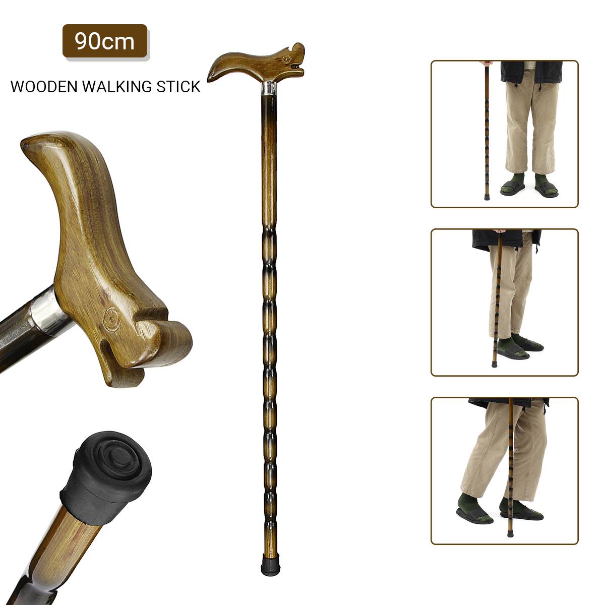 90cm Wooden Walking Stick Wood Cane Pole Carved Varnished Sturdy Climbing Sticks Walking Stick Vintage Walking Canes