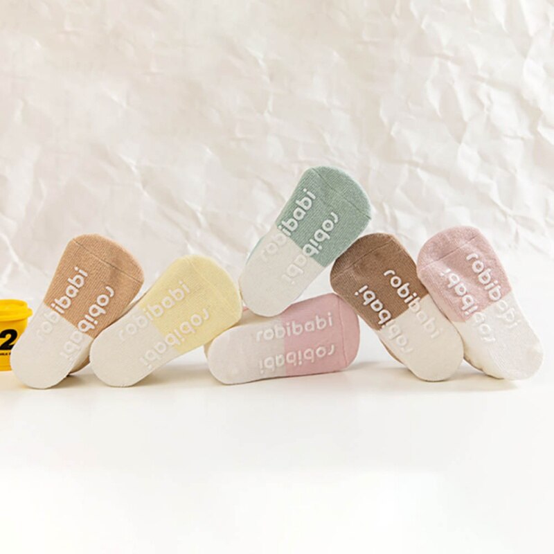 Chaussettes bébé avec bande élastique coton bébé enfant en bas âge anti-dérapant chaussettes de sol mignon dessin animé infantile anti-dérapant chaussettes bébé fille garçon chaussettes