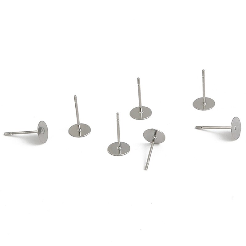 100 PCS Stainless Steel Flat Pin Earrings DIY Handmade Earrings Accessories Pinto Flat Bottom Ear Needle Earplugs