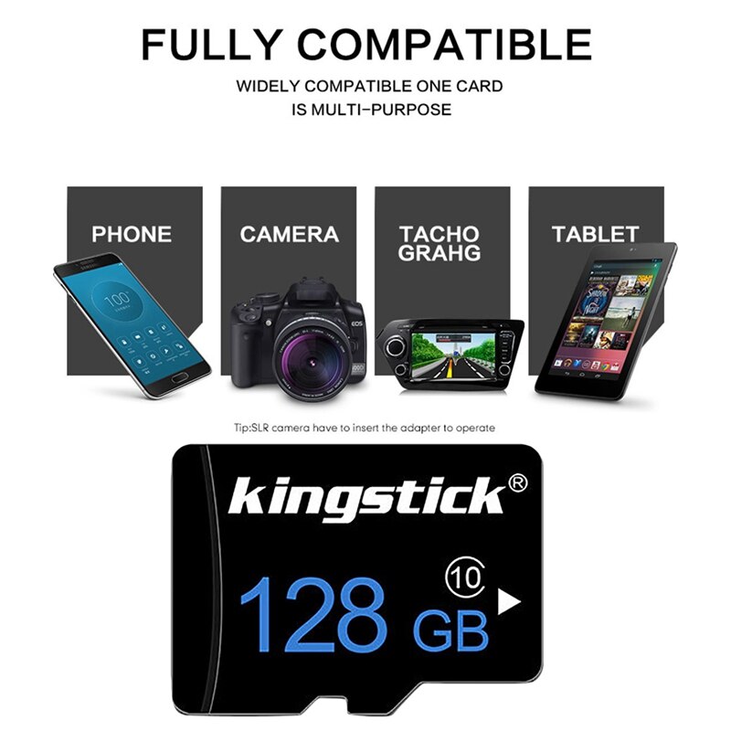 Kingstick MicroSD Memory Card Class 10 128GB TF Card Flash Memory Microsd Card with Adapter
