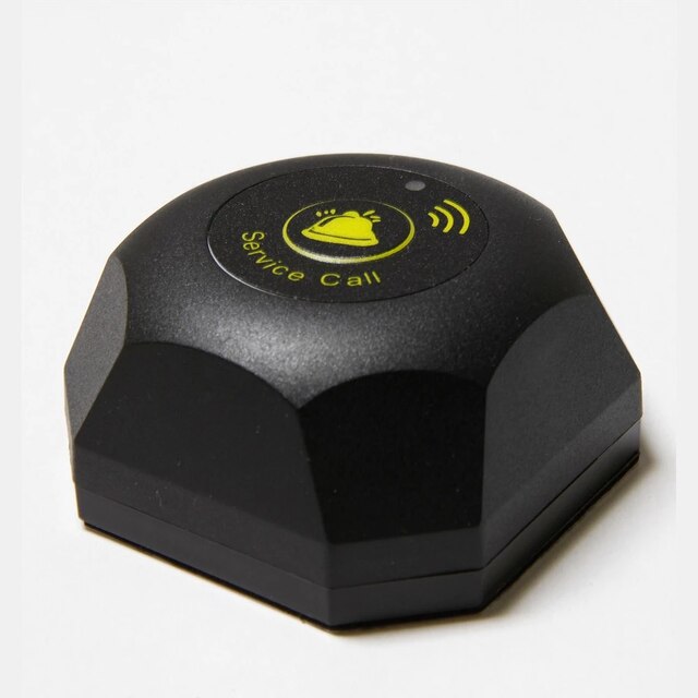 Wireless Pager System 1 Call Buttons Transmitter With Black White Brown For Restaurent Factory Cafe Clinic Bar Service: Black