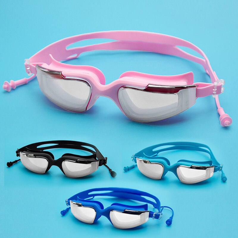 Galvaniseren Uv Anti-Fog Badpak Bril Zwemmen Duiken Verstelbare Zwembril Dames Mannen Zwemmen Goggle Ear Plug