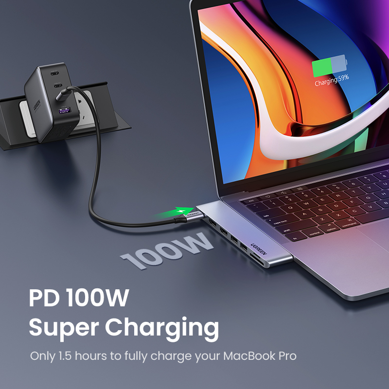 Ugreen usb c hub dual type-c til multi usb 3.0 4k hdmi for macbook pro air adapter thunderbolt 3 dock usb  c 3.1 port type c hub