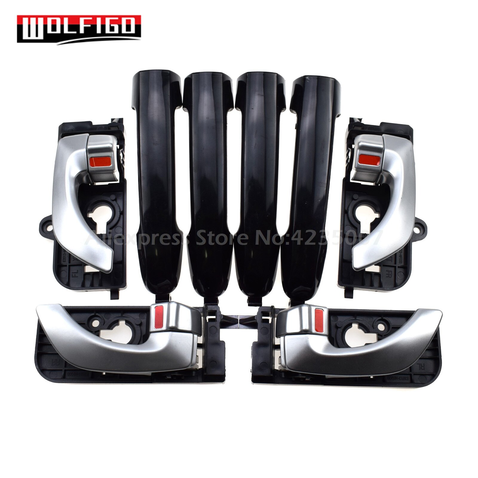 WOLFIGO Outside Inside Door Handles Front Rear Left Right For Hyundai Sonata 2005 83620-3K020,82610-3K020,826513K000