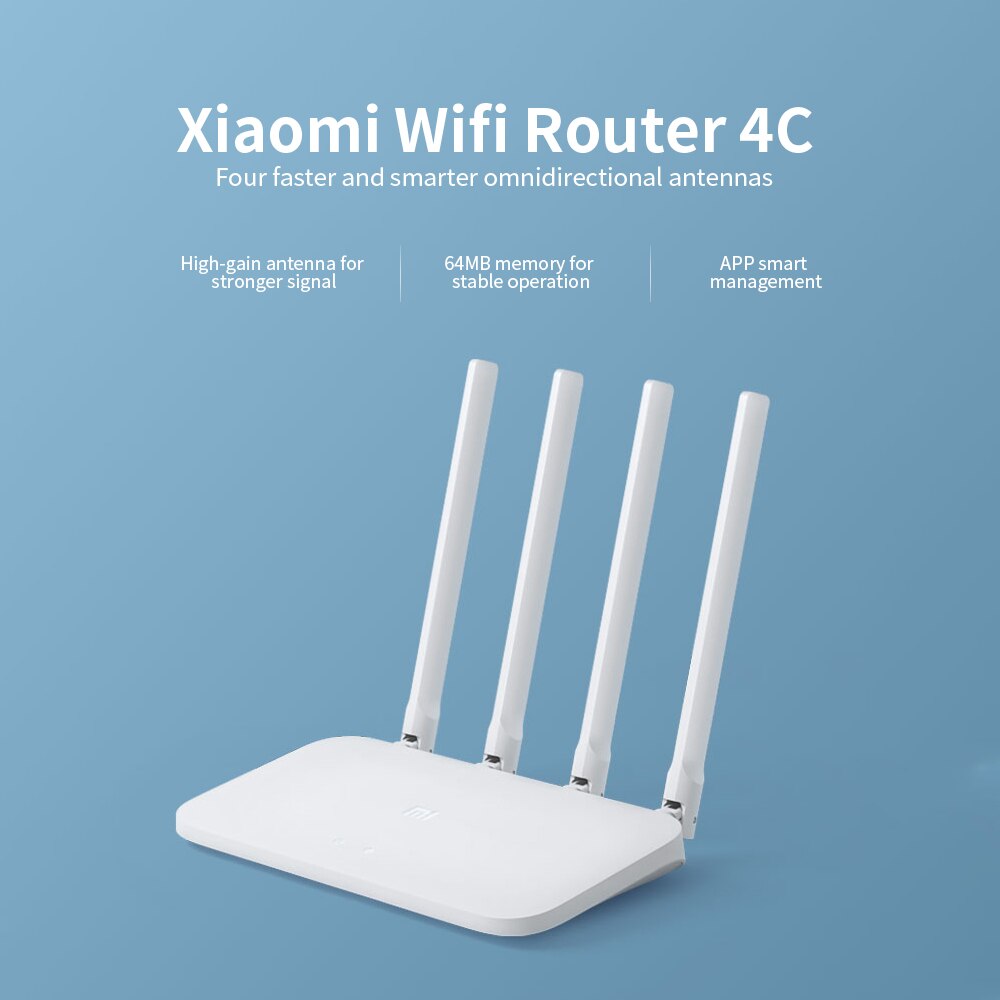 Xiaomi Mi WIFI Router 4C Roteador APP Control 64 RAM 802.11 b/g/n 2.4G 300Mbps Router 4 Antennas Router Wifi Repeater for Home