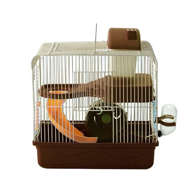 3 Kleur Draagbare Luxe Storey Hamster Kooi Muis Thuis Rat Kooi Egel Water Fles Chinchilla Opslag Outdoor: coffee