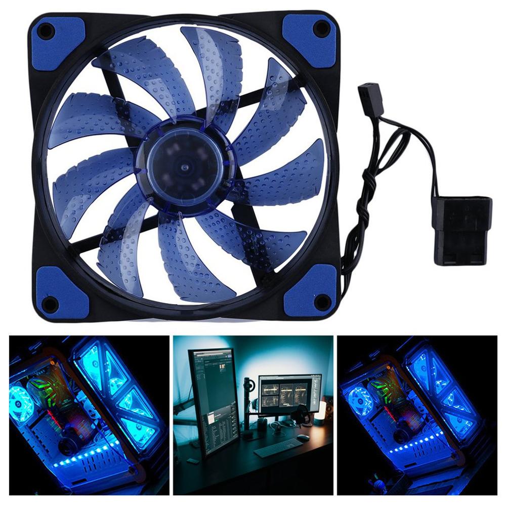 120Mm 15 Led Ultra Stille Computer Pc Case Cooling Fan Cpu Cooler 12V Met Rubber Rustig Molex Connector 3/4Pin Plug Fans Cooler