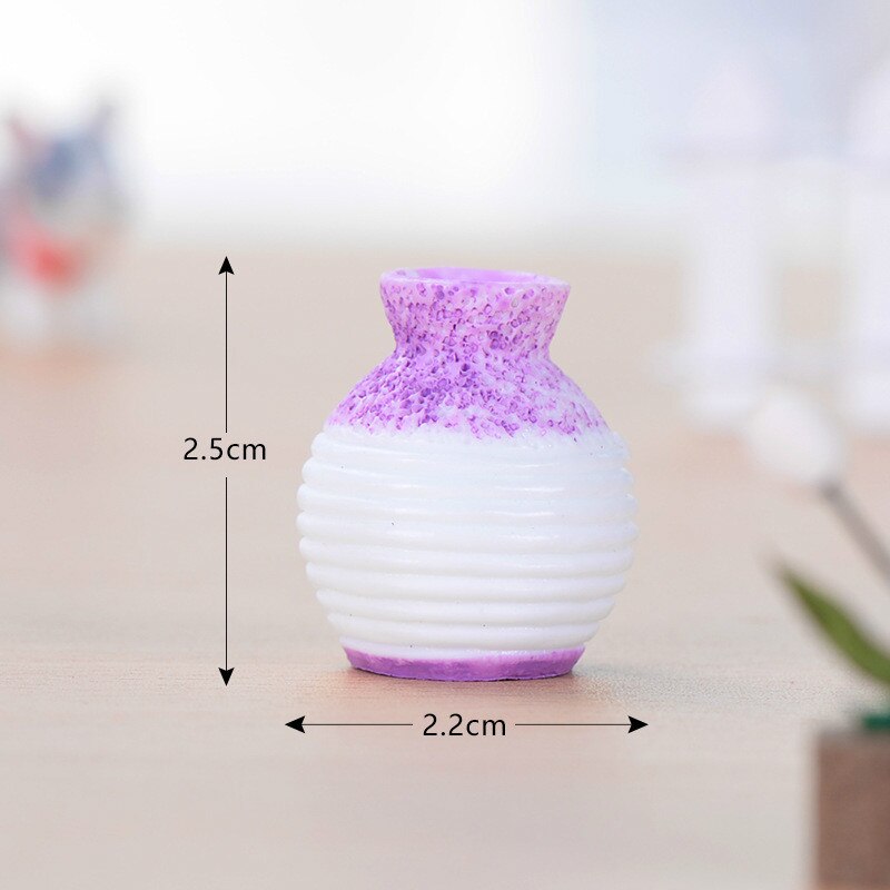 Simuleringsvas mini jardiniere harts hantverk miniatyrväxt älva trädgårdstillbehör fotografi rekvisita gör-det-själv inredning: Lila