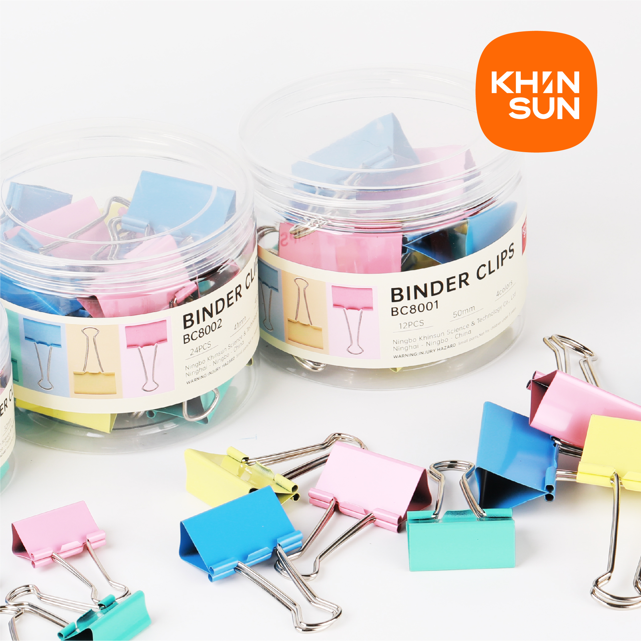 Khinsun Color Binder Clip 15/19/25/32mm Multicolor Paper clips Document File Binder school office supplies E8554A