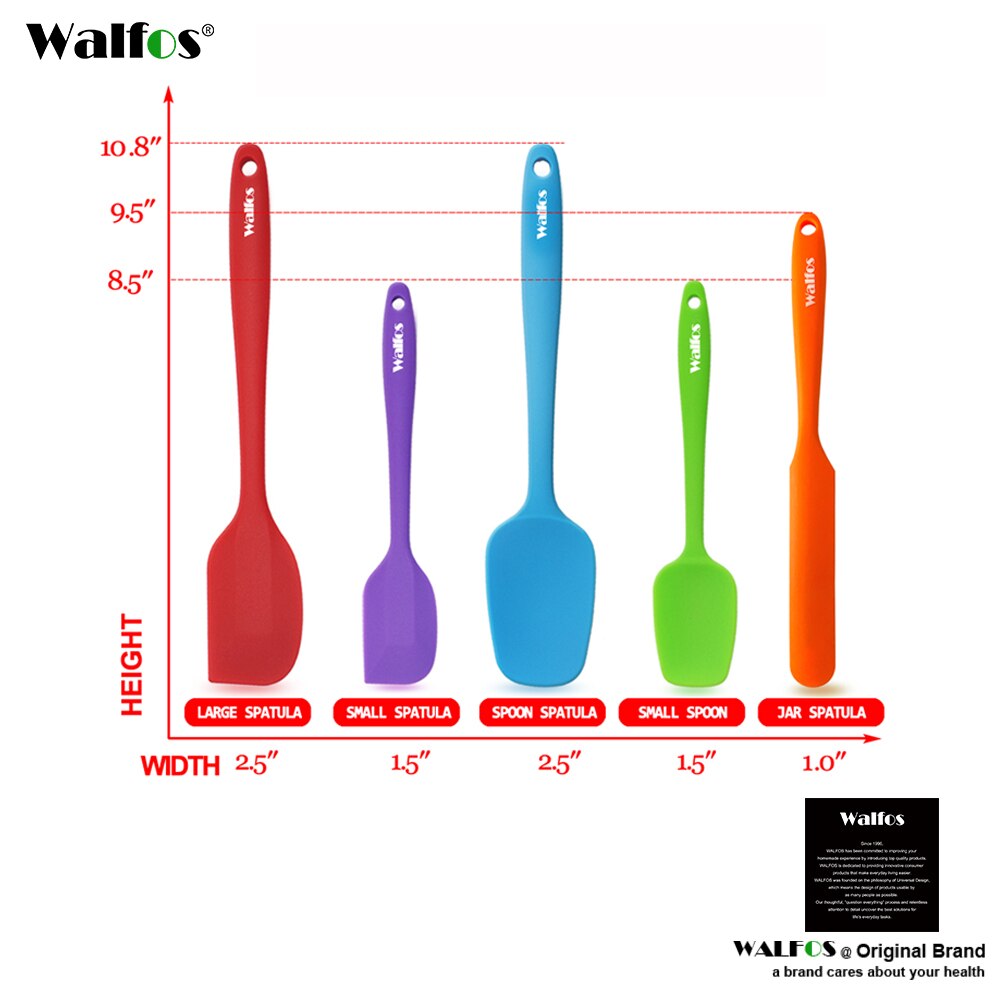 Walfos 5 Stks/set Non-stick Siliconen Spatel Bakken Gebak Hittebestendige Siliconen Spatel Keukengereedschap Koken Tool: 5PCS Multicolor