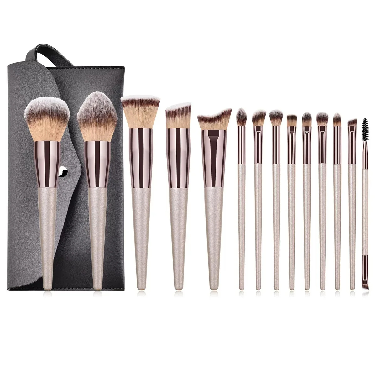 Ensemble de pinceaux de maquillage Champagne pour femmes fond de teint cosmétique poudre Blush fard à paupières Kabuki mélange pinceau de maquillage outils de beauté: Clair