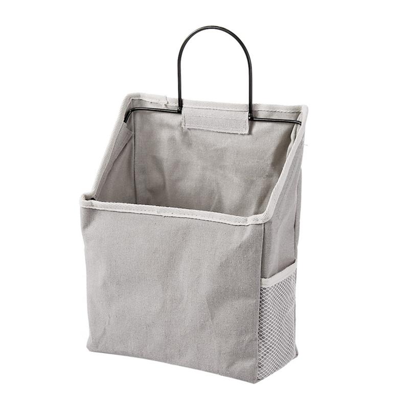 Sac de rangement en toile mural | Grande porte 1 unité, sac de rangement mural de toile, sac suspendu pour magazines, sac de rangement de vêtements de ménage: Grey