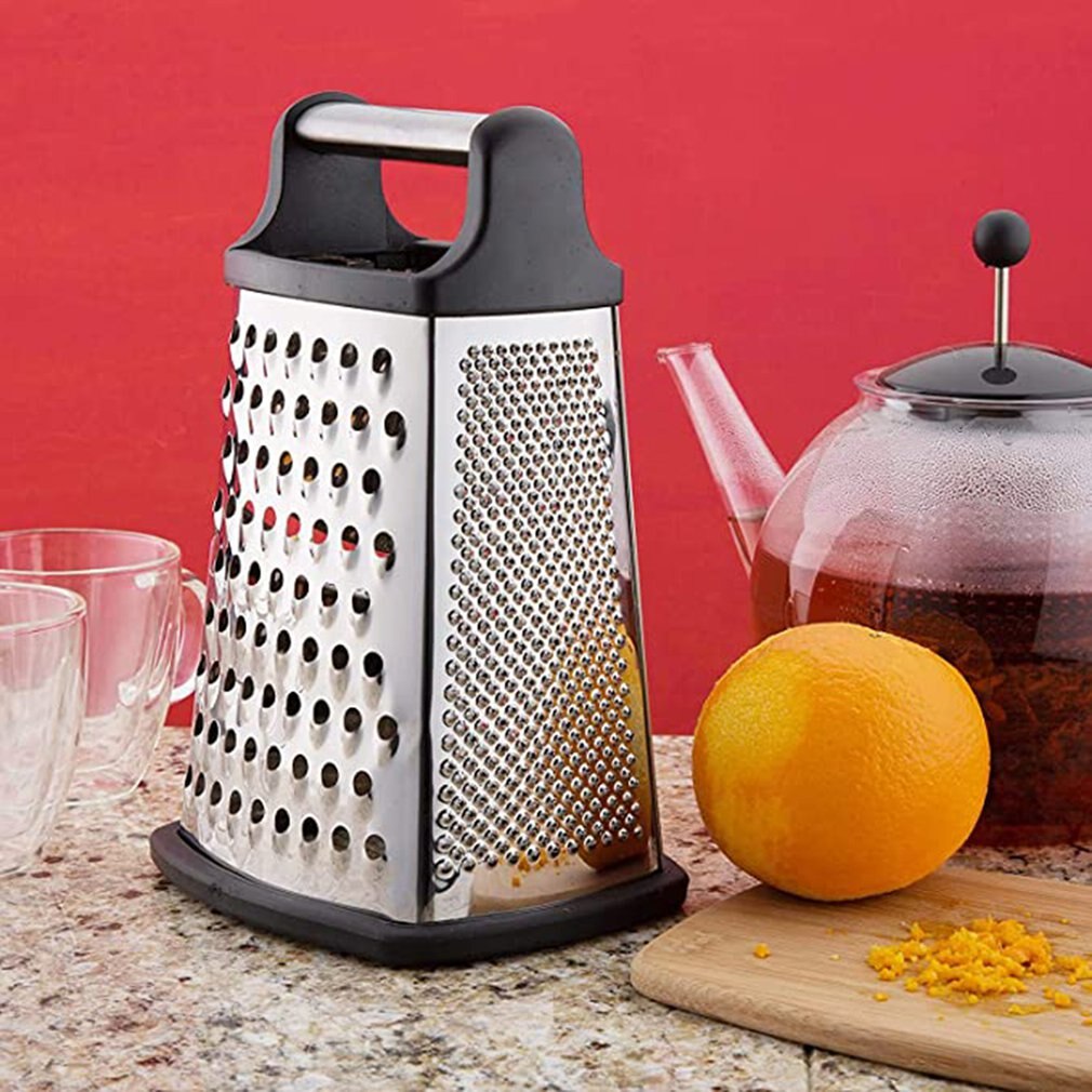 9 Inch 4-Sided Grater Stainless Steel Kitchen Grater For Coarse And Fine Grating For Fruit Vegetables Carrots Cheese