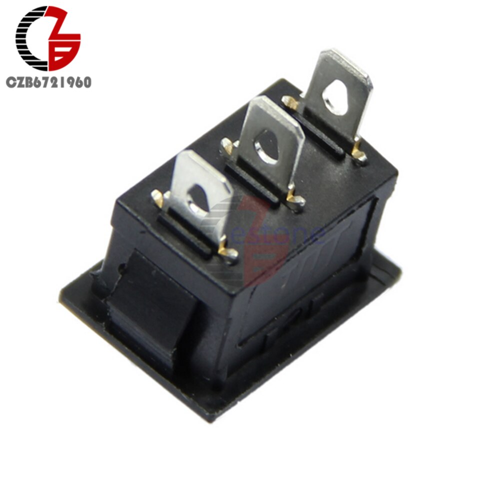 5PCS AC 6A/250V 10A/125V 3 Pin Terminal Snap-in On-Off Black Boat Switch Rocker