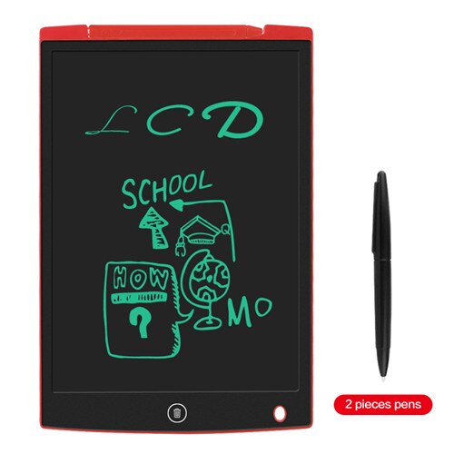 Sunany 12"Portable Smart LCD Writing Tablet For Children Electronic Notepad Drawing ultra-thin Handwriting Pads For Adult: red with 2 pens