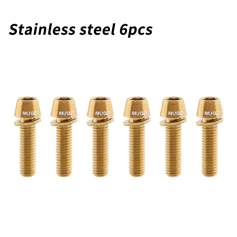 MUQZI 6 uds pernos de vástago M5x17mm tornillo de vástago de manillar de bicicleta con arandela MTB tornillo elevador de vástago de bicicleta de carretera