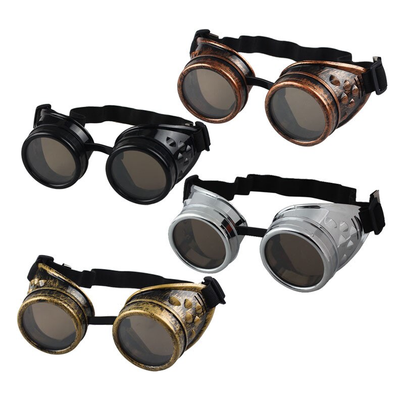 Heavy Metal Steampunk Motorcycle Glasses Gothic Style Driver Goggle Protective Glasses for Cosplay Halloween Decorations
