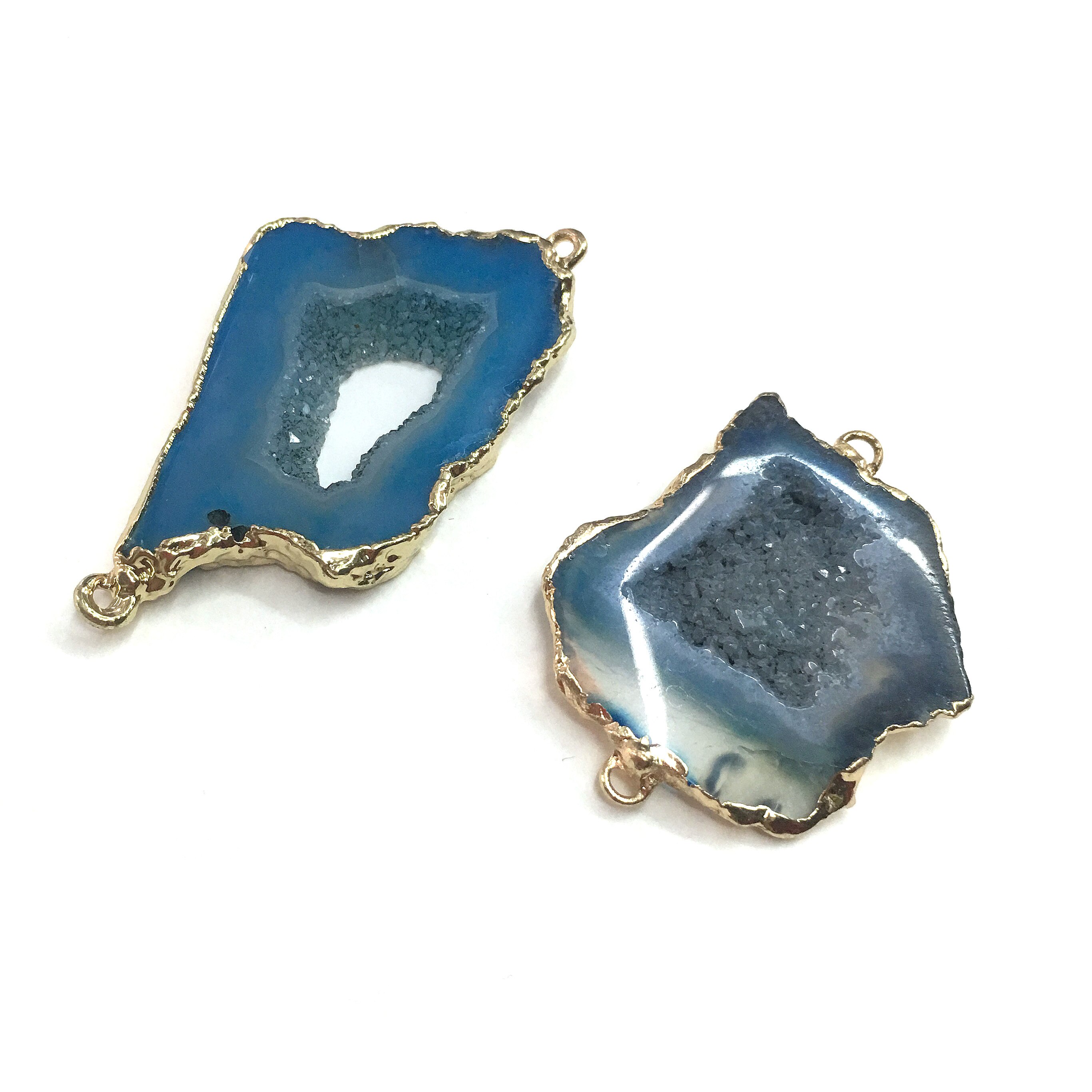 LE SKY Natural Agates Pendants Charms Connector Pendants for Jewelry Making DIY Accessories Fit Necklaces