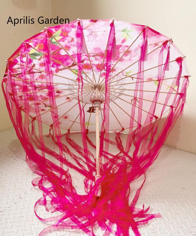 82cm Chinese Dance Performance Lace Car Umbrella Shade Classical Hanfu Oil Paper Umbrella Fairy Ancient Parasol Paraguas Inverso: Yellow