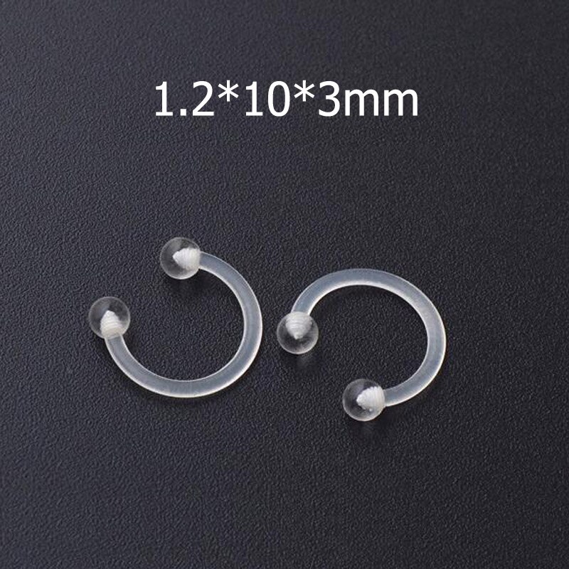 5 uds piercing lengua mancuerna damas Simple anillo de nariz estilo perno de retención transparente para mujeres joyería del cuerpo Bioflex
