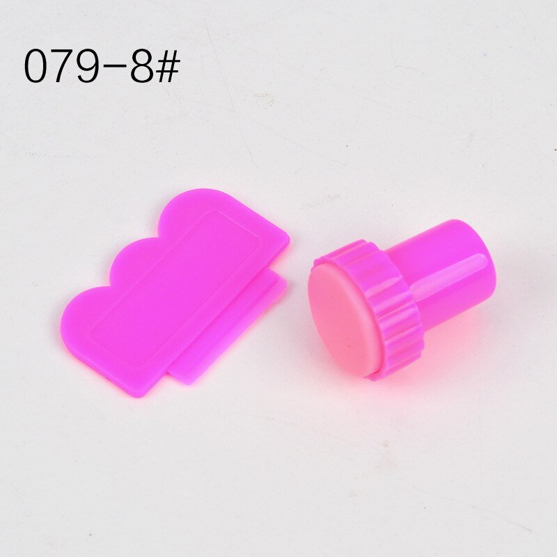 Negle stamper klar silikone stamper gelé nail art stamping plade skraber sæt polish transfer manicure skabelon værktøj tilbehør: 8
