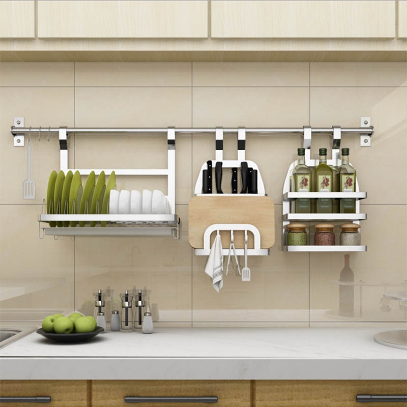Stainless Steel kitchen rack DIY SUS 304 Stainless Steel wall Kitchen Shelf, Kitchen Holder Organizer