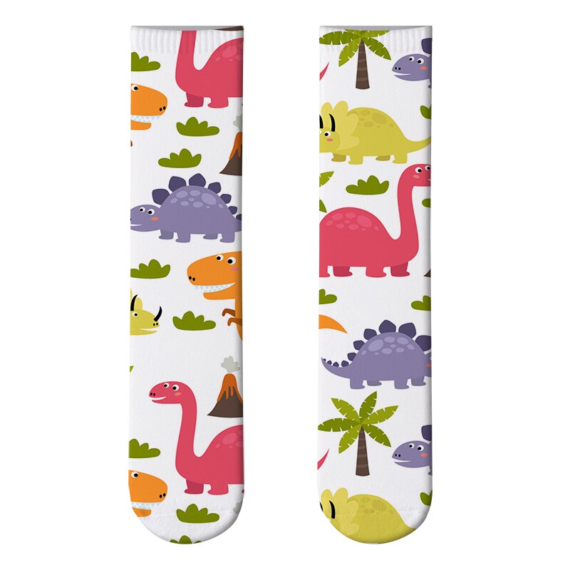 3D Printed Women Long Socks Outdoor Sports Cotton Breathable Elastic Compression High Knee Socks School Students Calf Socks: style6