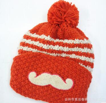Snor dames winter warme muts met masker dames gebreide muts: Oranje