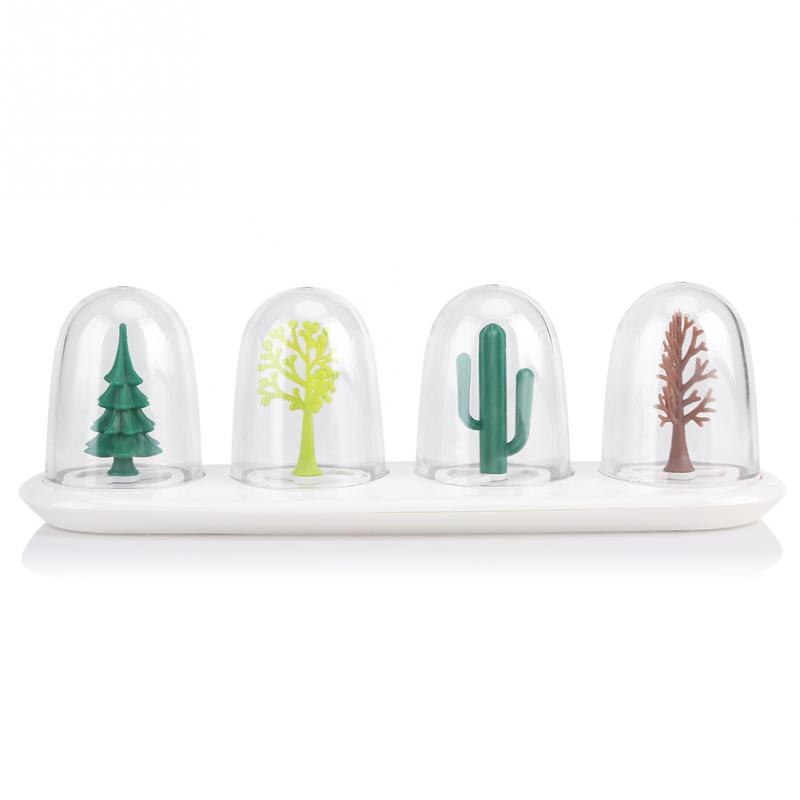 Four Seasons Plant Spice Jar 4 pcs/set Animals Seasoning Bottle Salt Sugar Pepper Shaker Cooking Tools Kitchen Supplies: Four Seasons Tree