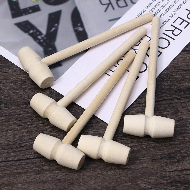 24 Pieces Wooden Crab Mallet Seafood Shellfish Wood Cracker Mini Wood Hammer Shell Cracker for Seafood Lobster Tool