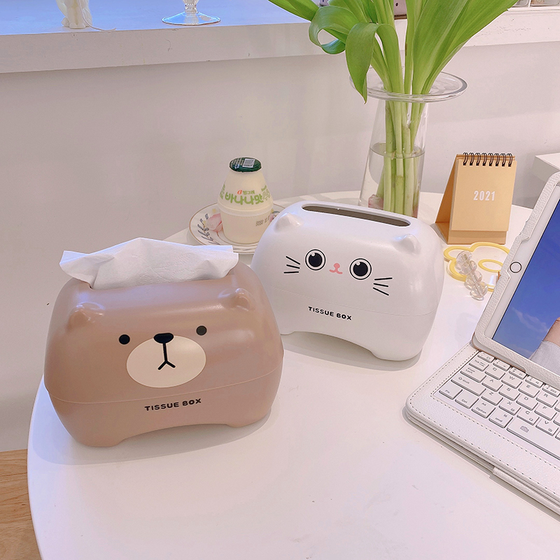 Multifunctional Nordic Style bear Plastic Tissue Box Paper Towel Tissue Case Organizer Home Table Decor Household Supplies