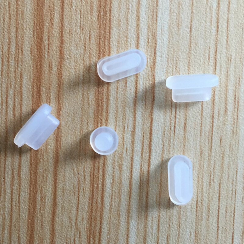 5 Stks/set Anti Dust Vuil Plug Voor Macbook Pro16 Macbook Air 13 Macbook 13 15 Pro Touch Bar Siliconen Poort stekkers Cover Set: 5 Transparent