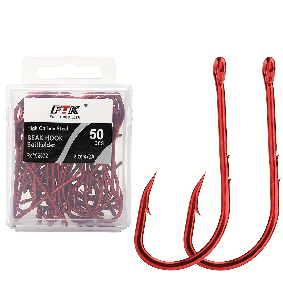 FTK-anzuelos de pesca rojos, Señuelos de pesca con púas de mar, vástago de pico, soporte para cebo vivo, plantilla de pesca de carpa, anzuelos de gusano, accesorios, aparejos
