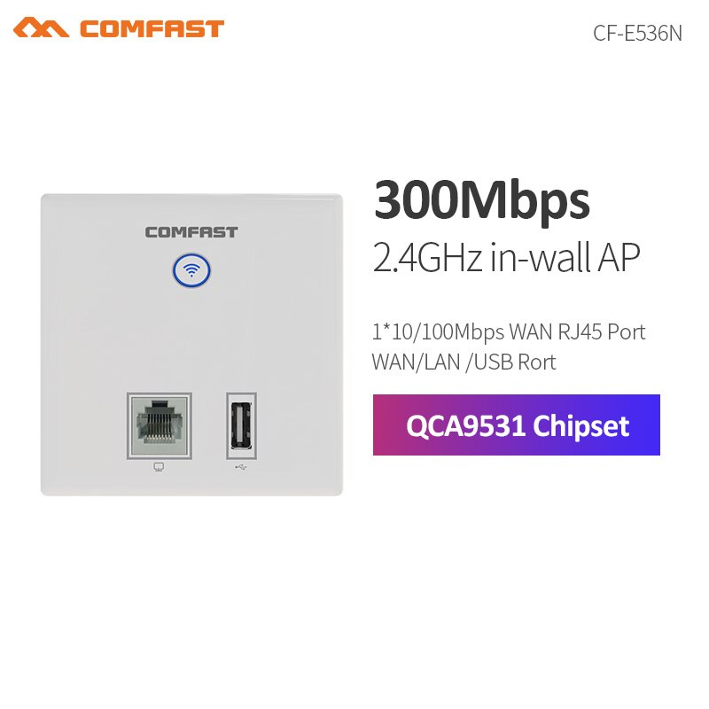 300Mbps In Wall AP WIFI Router Access Point for hotel WiFi Project Support PoE VLAN Access Controller System and USB Charge