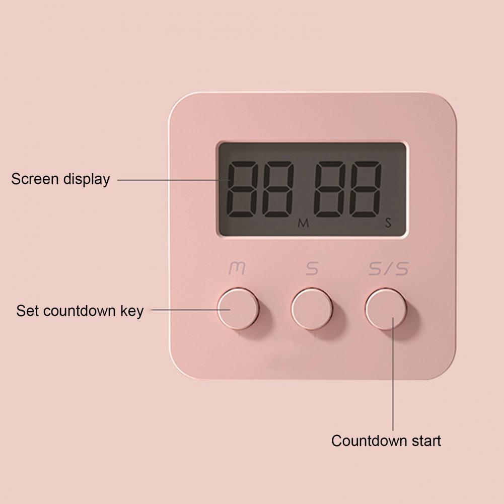 Study Timer Simple Operation Long Battery Life ABS Sound Reminder Alarm Practical Cooking Timer Alarm Clock for Household 