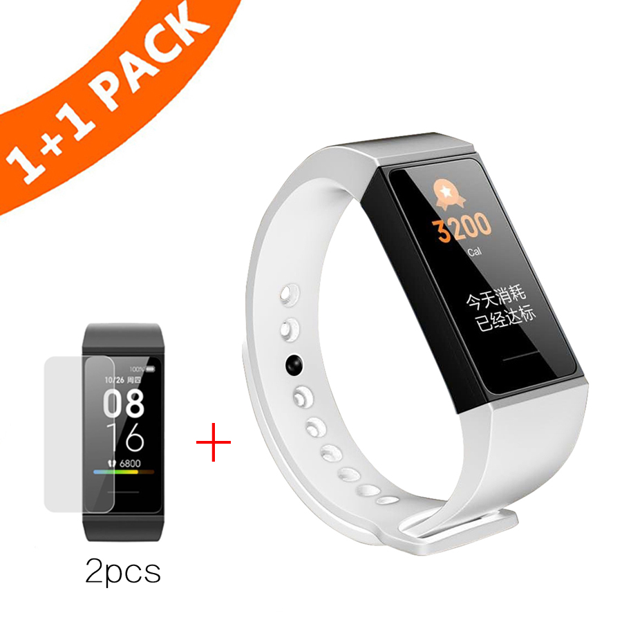 Pulsera para Xiaomi Redmi Band, correa de silicona para pulsera inteligente Redmi Band con Protector de pantalla: Blanco