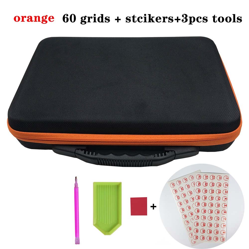 Étui de transport pour accessoires de peinture au diamant, boîte de rangement pour 60 bouteilles, sac à main pour outils de peinture au diamant: Orange -60 bouteilles