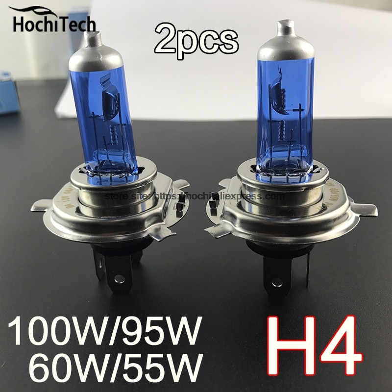 H4 12 v 100/90 w of 65 w/50 w Halogeenlamp 2 stks (1 paar) 6000 k of 4300 k Xenon Donkerblauw Glas Auto Koplamp Lamp Super Wit geel