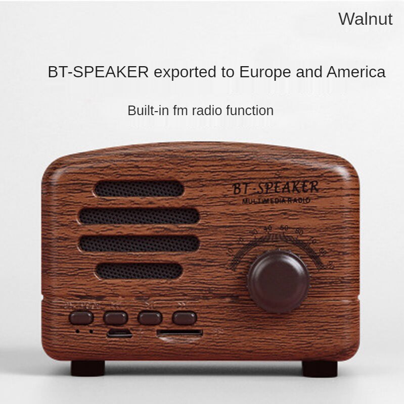 Retro Bluetooth Speaker MP3 Small Speaker Computer Mini Novel Portable Radio Card SD Mobile Phone Small Sound: Walnut wood