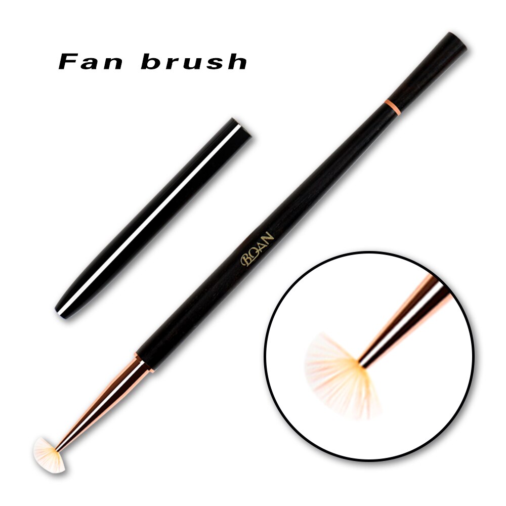 BQAN – ensemble de pinceaux à ongles avec manche en bois de santal, brosse pour Nail Art, brosse pour Gel, brosse de revêtement pour ongles, outil de manucure: Fan Pen