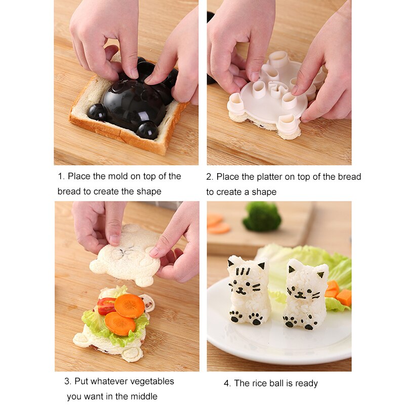 1 sæt sød panda sushi nori risform dekoration ris kugle maker gør-det-selv bento værktøj køkken tilbehør hjemmelavet madlavning nori sushi værktøj