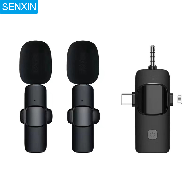 Wireless Lavalier Microphone K15 for iPhone Android 3.5mm for radio Live Recording Noise Reduction Mini Microphone: green